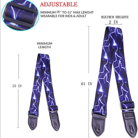 NWOT Wogod Guitar Strap Jacquard Weave Hootenanny Guitar Strap With Leather Ends - Picture 8 of 8